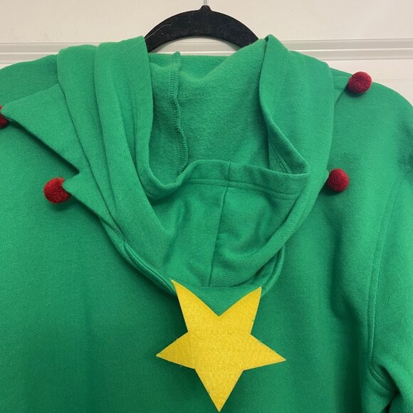 American Rag Unisex L Christmas Tree Hoodie Tinsel Pom Poms Ugly Sweater - Picture 6 of 9